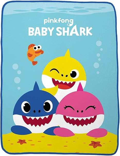 Amazon Com Baby Shark Plush Throw Blanket 46 In X 60 In Home Kitchen