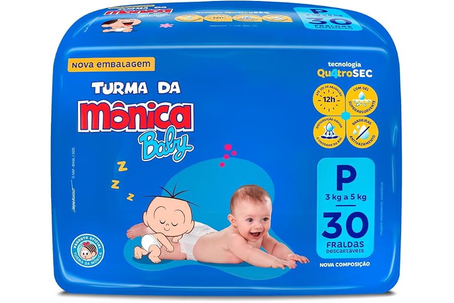 Fralda Turma da Mônica Baby Jumbo P 30 Unidades