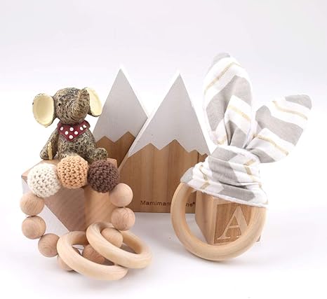 wooden teething rattle