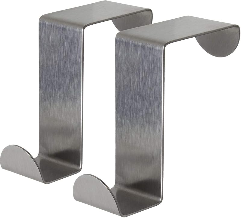 igadgitz home U6895 Pack of 2 Stainless Steel Over Door Hooks Reversible Hangers