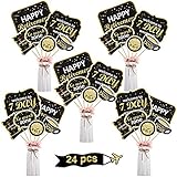 Boao Retirement Party Decoration Set Golden Retirement Party Centerpiece Sticks Glitter Table Toppers for Happy Retirement Party Supplies, 24 Pack