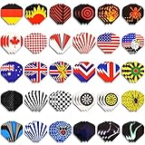 WINMAX Dart Flights 30 Sets (90 Pcs) Standard Shape National Flag Durable PET Flights for Steel Tip Darts, Perfect Accessories Equipment Supplies for Dart Games