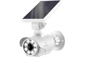 VeryFocal Solar Battery Powered Dummy Fake Security Camera for Outside with PIR Thermal Sensor Warning Light, Motion Activated Floodlights, IP66 Waterproof