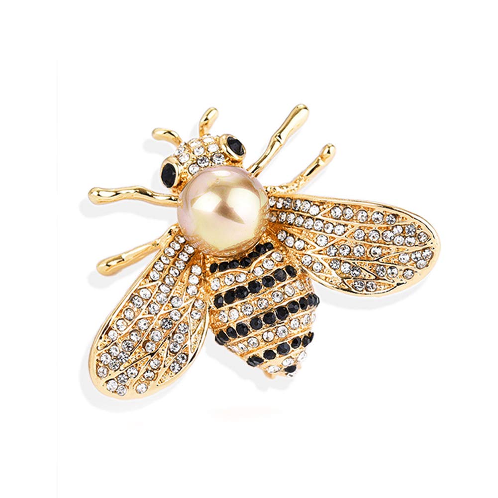 Gleamart Honey Bee Brooch Pin Rhinestone Insect Animal Brooches for Girl Women Gold