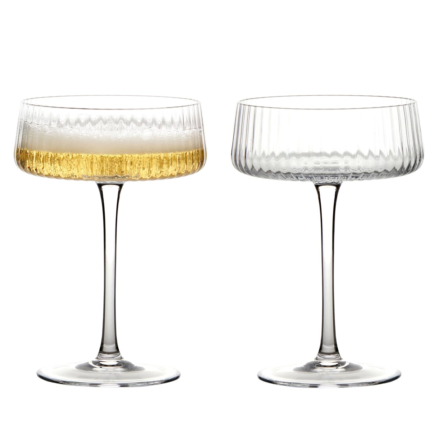 Anton Studio Designs Empire Handmade Champagne Coupe Glasses Perfect Party Tableware for Weddings and Celebrations - 250 ml - Clear - Set of 2 Elegant Champagne Glasses