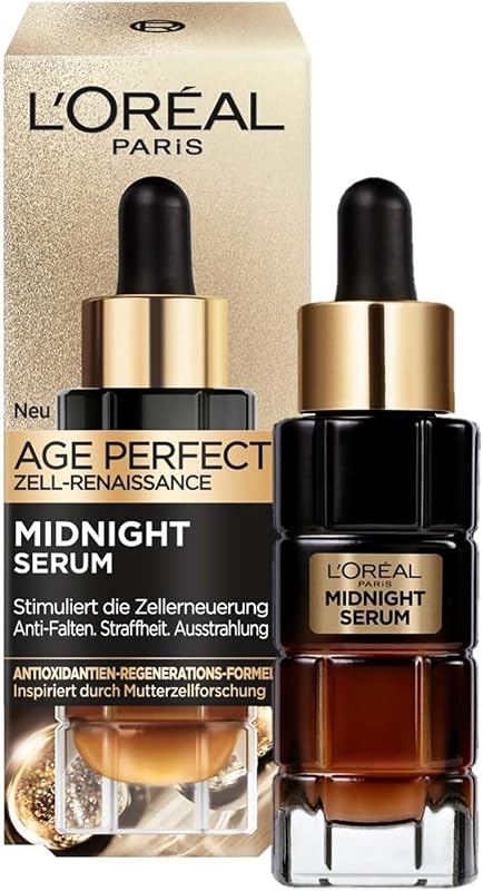 L'Oréal Paris Midnight Serum para mujeres: regeneración celular durante la noche y protege contra los radicales libres durante el día para menos arrugas, piel más suave y joven, Age Perfect Cell