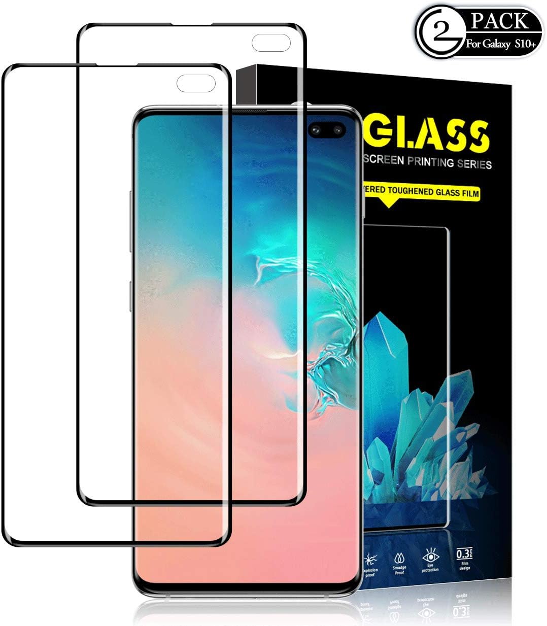 Galaxy S10 Plus Screen Protector by YEYEBF, [2 Pack] [Anti-Scratch] [Ultrasonic Fingerprint Compatible] HD Clear Nano Full Coverage Screen Protector Cover Shield for Galaxy S10 Plus