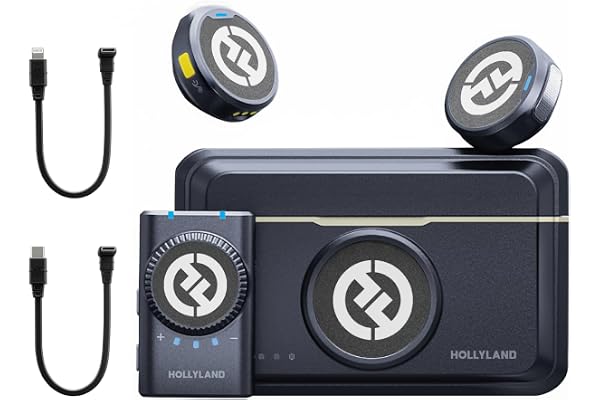 Hollyland Lark M2 Wireless Lavalier Microphone for Camera PC Laptop Phones, Mini Lapel Microphone Wireless, 48KHz 24Bit, 1000ft Range, Noise Cancellation, 30H Battery for Video Recording, Streaming