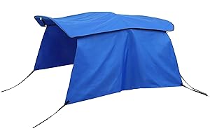 X AUTOHAUX 1 Set 600D 3 Bow 6'L x 46" H x 67"- 72" W Bimini Top Replacement Cover with Detachable Side Blocks Storage Boot Blue Replaces Canvas Only No Frame