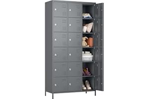 SUPEER Metal Lockers for Employees with 18 Door,Metal Storage Locker with Lock for School Garage Gym Office Home Bedroom,Assembly Required,18 Doors Dark Grey