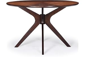 Soohow 47.2''Round Dining Table Dining Room Table Seats Up to 4-6 People,Kitchen Table Wood Dining Table Round Farmhouse Dining Table with Intersecting Pedestal Base,Black Walnut