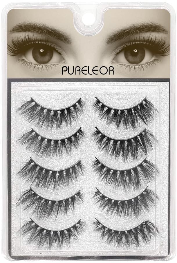 3D Faux Eyelashes Natural Long Looking 5 Pairs Reusable False Lashes Soft Fluffy Full Eyes Lash