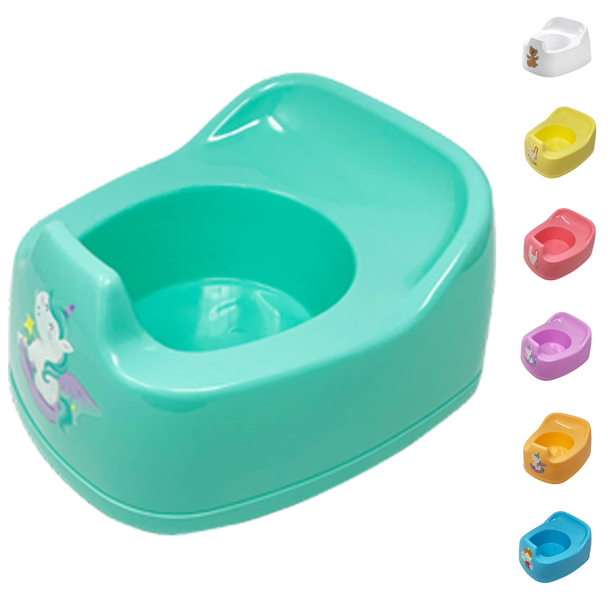 Children Junior Training Potty Toilet Toddler Baby Kids Trainer Chamber Seat Plastic Chair with Cut Out Slot for Easy Carrying, Easy Empty & Clean (F-1 x Sea Green Potty Chamber)