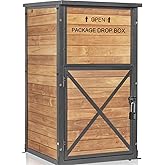Aivituvin Package Delivery Box for Outside with Combination Lock - Contactless Delivery Box for Safe and Convenient Deliveries - Waterproof, Iron Frame Supported, Natural Fir Wood
