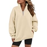 ATHMILE Womens Oversized Sweatshirts Fall Fashion Hoodies Half Zip Fleece Pullover Long Sleeve Y2K Clothes with Side Pockets