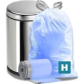 Plasticplace Custom Fit Blue Drawstring Trash Bags, Compatible with Simplehuman Code H, Tear-Resistant, Scent-Free, for Indoor Use Home Office Trashbags (100 Count), 8-9 Gallon / 30-35L, 18.5" x 28"