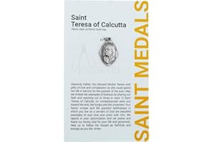 VENERARE 1" Saint and Holy Subject Medal with Prayer Card | Over 25 Different Saints | Durable and Detailed Charm | Pendant Medal Carded with Prayer | Christian Jewelry (Mother Teresa)