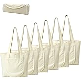 Faylapa 1/3/6 Pcs Canvas Tote Bag with External Pocket, Foldable Duty Reusable Grocery Shopping Bags for Crafts DIY Painting