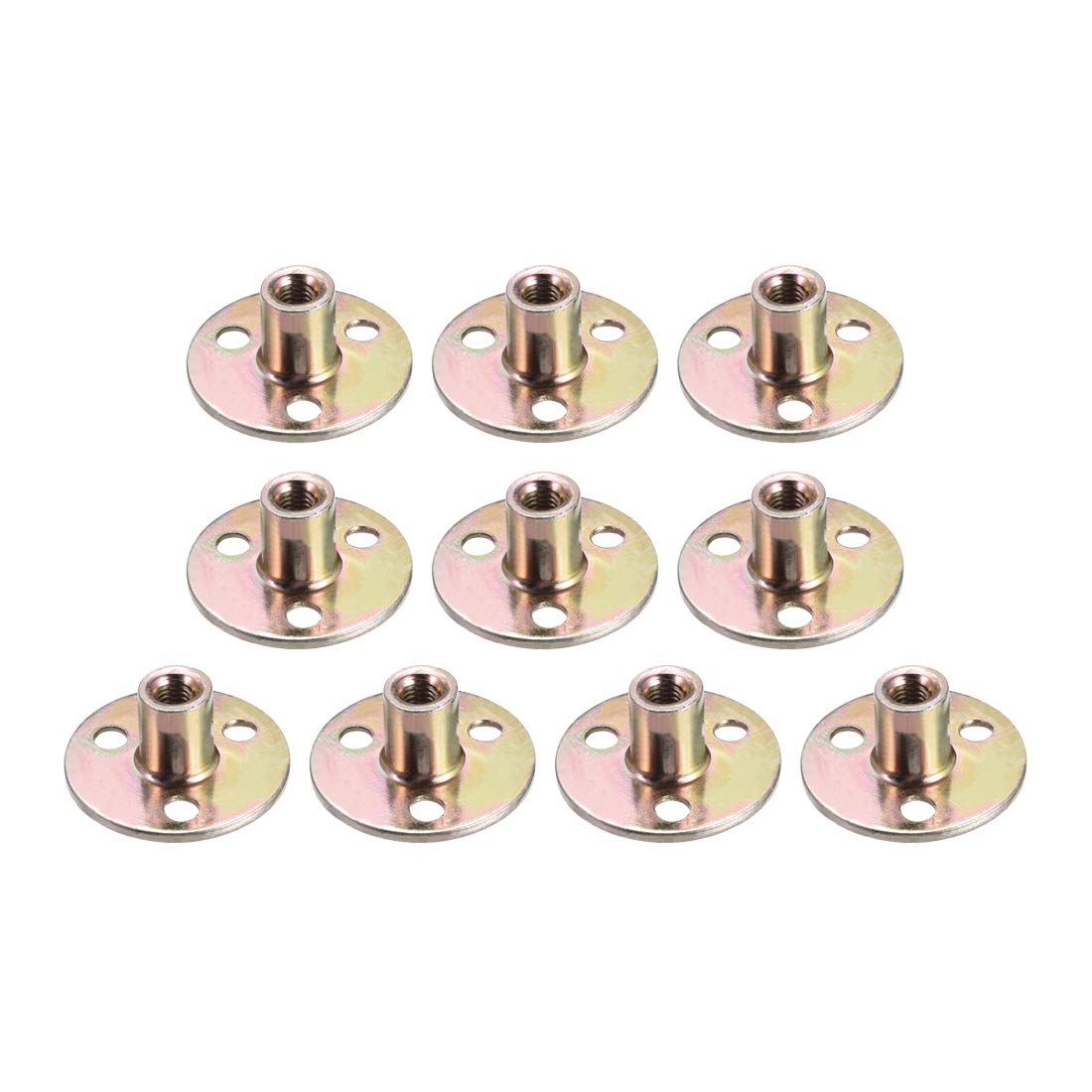 sourcing map M6x37x2.5mm Brad Hole Tee Nut Carbon Steel T-Nuts Furniture Hardware Flange Insert Female Thread 10pcs