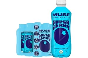 MY MUSE MyMuse Organic Enhanced Flavored Water, Super Berry, 16.9 Fl Oz Bottle (12 pack), 1G of Sugar, Immune Support with Zinc & Elderberry, Antioxidants Vitamin E, Low Calories, USDA organic