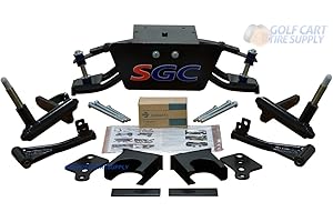 GOLF CART TIRE SUPPLY SGC 6" Club Car DS Heavy Duty Double A-Arm Lift Kit (2004.5-2013 Gas & Electric with PLASTIC dust covers on hubs)