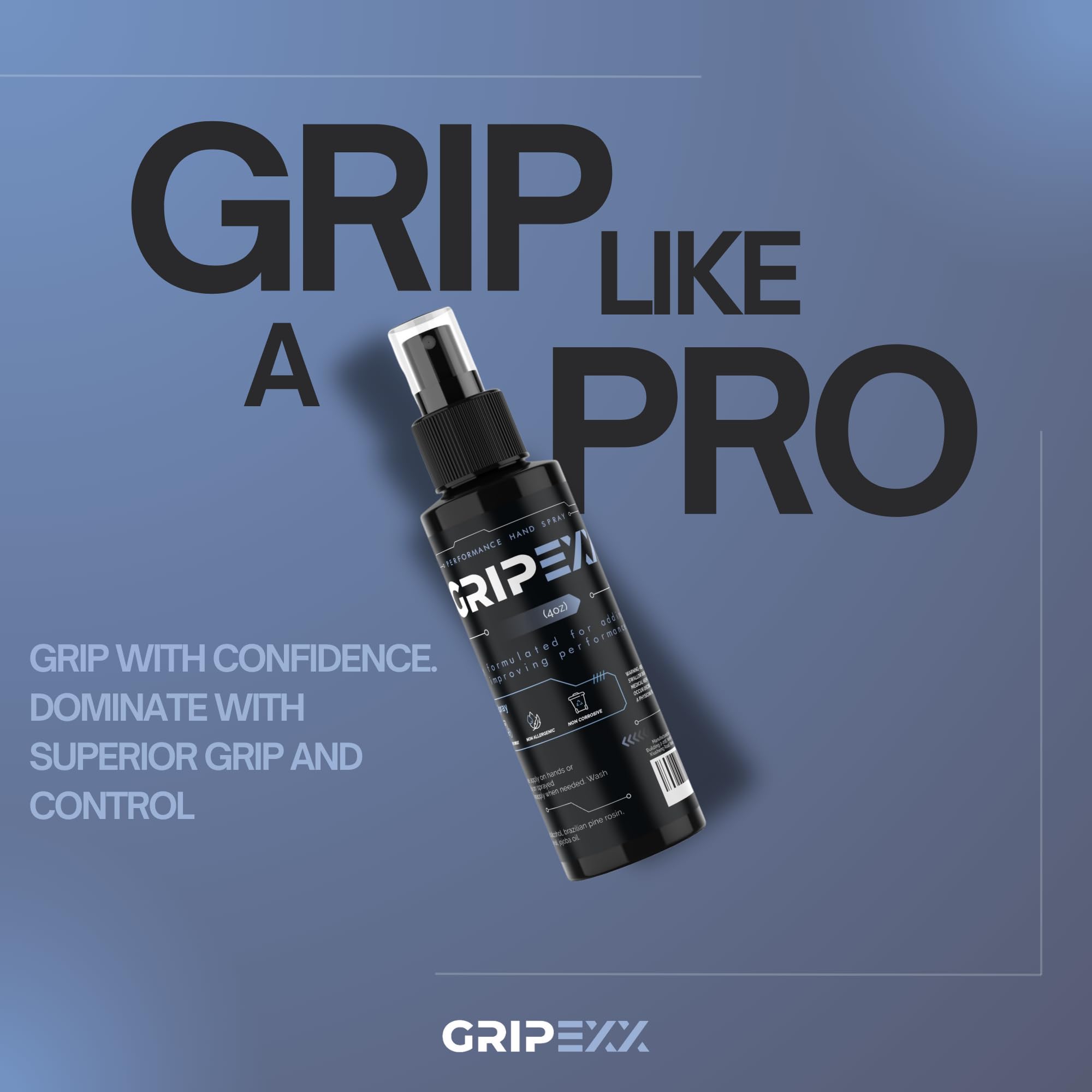 Sports Hand Grip Spray (4oz)- Boost Performance, Enhance Control and Maximize Grip - for Athletes: Tennis, Football, Pole Dancing, Basketball, Baseball, Golf, etc- Natural Rosin-Based Formula