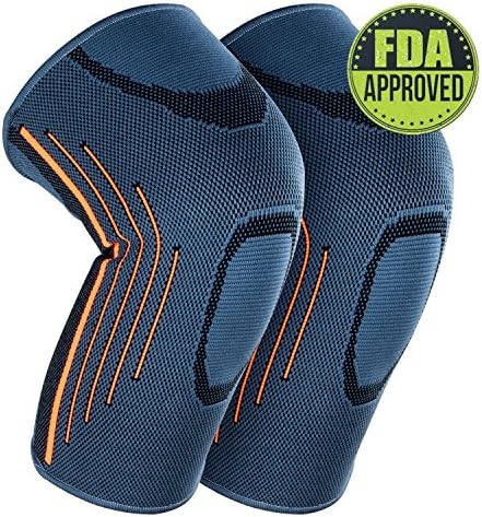 2018 Professional Knee Brace Sleeves Support Compression, 2 Pair Knee Pads Elbow Set for Sports, Running, Injury Recovery, Powerlifting, Acl, Basketball, Crossfit &amp; More, Men and Women (M)