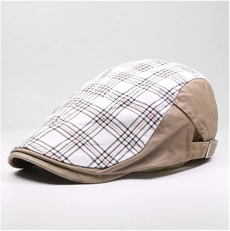 Amazon Co Jp Wxzd ファッションメンズバイザーベレー帽ストライプ格子フラット帽子ブランドカジュアルヴィンテージ夏のベレー帽コットンレトロサンハット調整可能 Color White ホーム キッチン