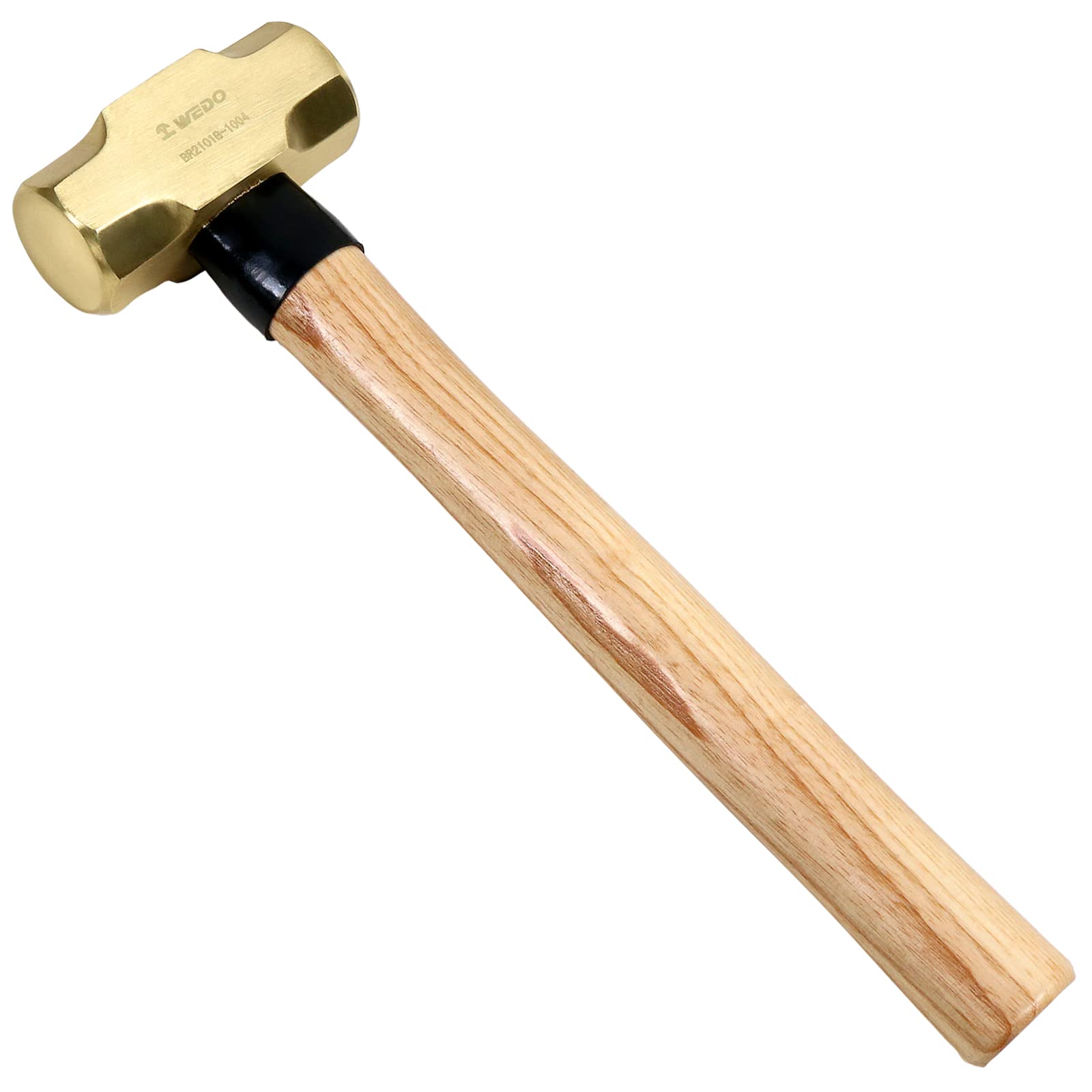 WEDO Brass Sledge Hammer with Wooden Handle, Non-Magnetic, Die-Forged, Corrosion Resistant, DIN Standard, 3lb(1350g), 14"(360mm)