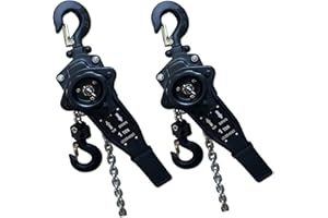 YANBORUI Lever Chain Hoist 2200LBS 5FT 2 Units Set 1T 1,5M Lever Chain Hoist 1 ton Commercial Portable Hooks for Building Garages Warehouse Automotive Machinery【1T/1.5m*2units】