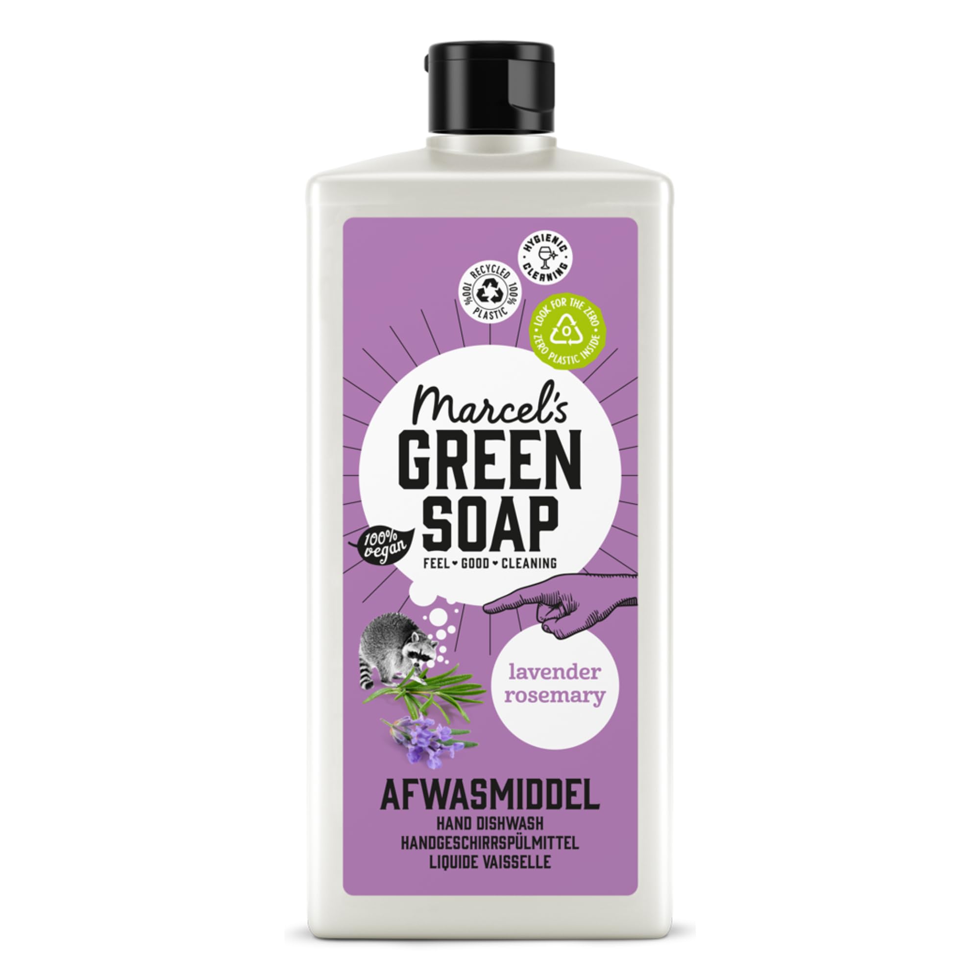 Marcel's Green Soap - Washing Up Liquid Lavender & Rosemary - Dishwashing Liquid - Hand dishwash - 100% Vegan - 100% Recycled Plastic - 97% Biodegradable - 500 ML