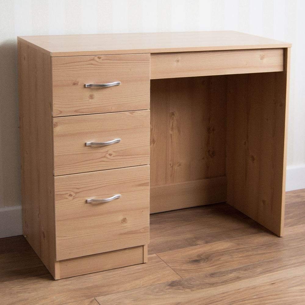 Vida Designs Home Pine 3 Drawer Dressing Table Makeup Desk Riano Bedroom Furniture