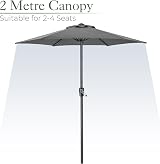 CHRISTOW Garden Parasol Umbrella Polyester Canopy Steel Sunshade with Crank view 3