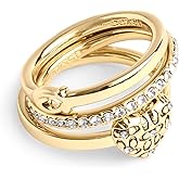 COACH, Women's, Signature Quilted Heart Ring Set, Crystal/Gold, Ring Size 7