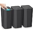 RTWDKFQ 3 Pack Bathroom Small Trash Can with Lid,10L / 2.6 Gallon Slim Garbage Bin Wastebasket with Pop-Up Lid for Bedroom, Office, Kitchen, Dorm, Fits Under Desk