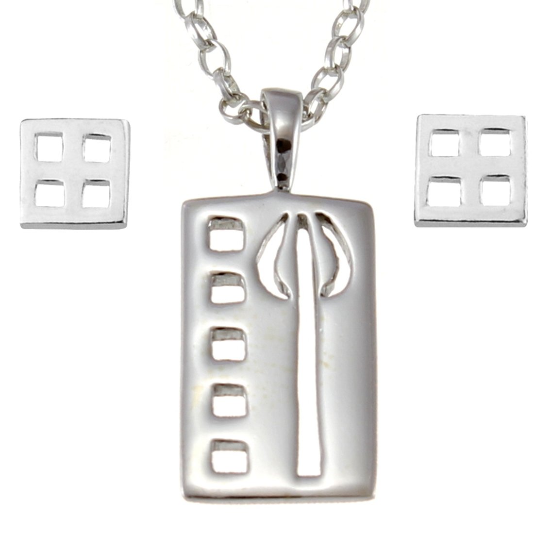 Alexander Castle Women's Jewellery Set 925 Sterling Silver Charles Rennie Mackintosh Gift Set - Necklace and Earring Set with Jewellery Gift Box
