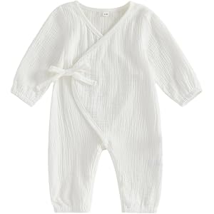 Kupretty Newborn Baby Boy Clothes Muslin Cotton Wrap Romper | Long Sleeve Jumpsuit, Cotton Linen, Hospital Outfit, Coming Hom
