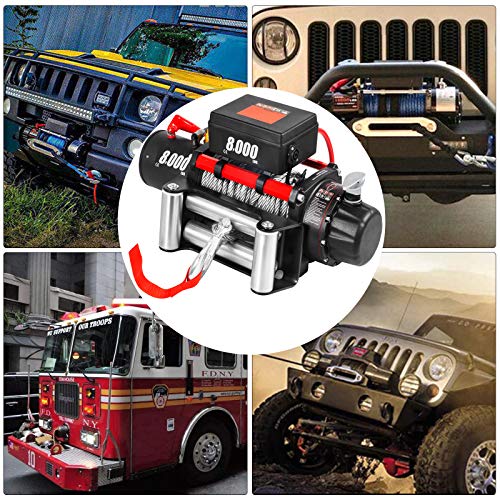 VEVOR Electric 8000lb Load Capacity Compatible with Jeep Truck SUV 94ft/28.6m Cable Steel 12V Winch with Wireless Remote Control, Powerful Motor for ATV UTV Off Road Trailer, Black - Image 7