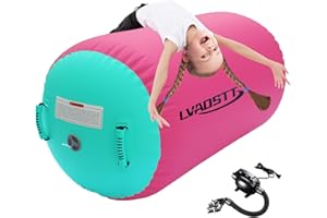 LVAOSTT Gymnastics Tumbling Equipment Inflatable Air Barrel Tumbler Roller Backbend Trainer with Pump for Cheerleading, Yoga, Stretching & Home Gym Training