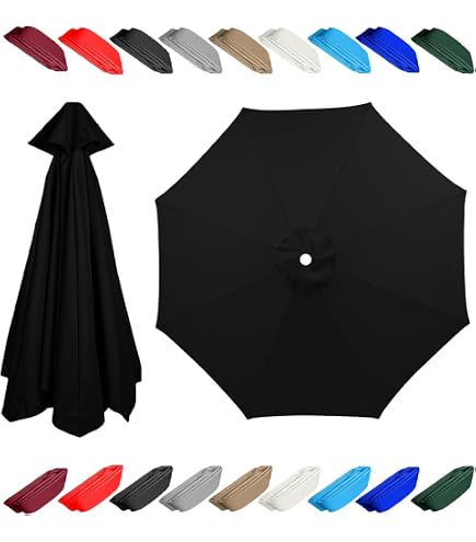 IKVYVPM 13ft patio umbrella replacement canopy for 8 ribs black : Patio, Lawn & Garden