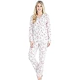 PajamaMania Women's Cotton Flannel Long Sleeve Button-Down Pajamas PJ Set