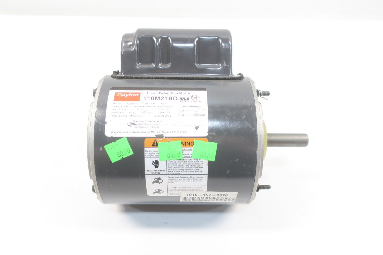 DAYTON 8M219D DIRECT DRIVE FAN MOTOR 48YZ 825RPM 1PH 1/2HP 115VAC