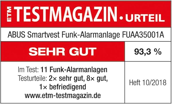 ABUS Smartvest Funk Alarmanlage App FUAA35001A  Basis Set   Zentrale App ffnungs  und Bewegungsmelder Fernbedienung und Zubehr   77442