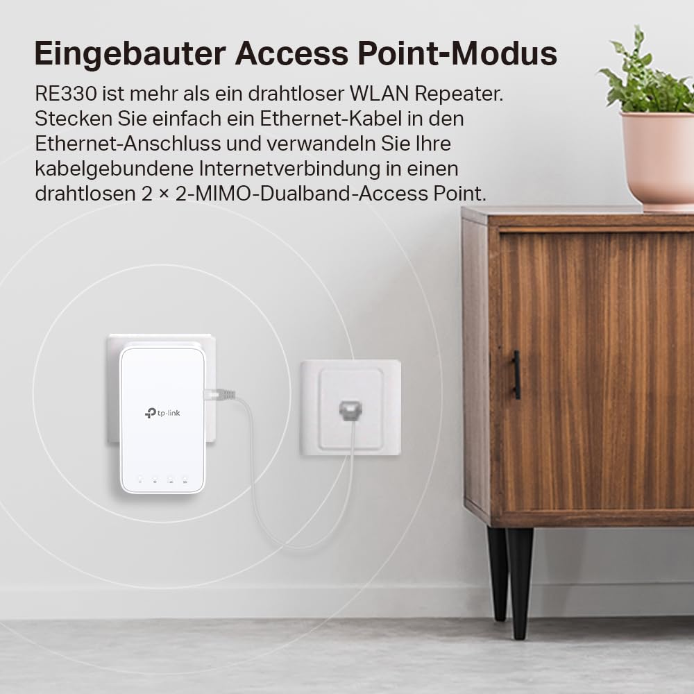 TP-Link RE330 WLAN Verstärker Repeater 𝐀𝐂𝟏𝟐𝟎𝟎 (867MBit/s 5GHz + 300MBit/s 2,4GHz, WLAN Verstärker, App Steuerung, Signalstärkeanzeige, kompatibel zu Allen WLAN Geräten, AP Modus) 7