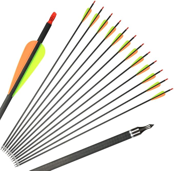 Huntingdoor 12Pcs Archery Carbon Arrows 31inch Spine 400 Hunting Target