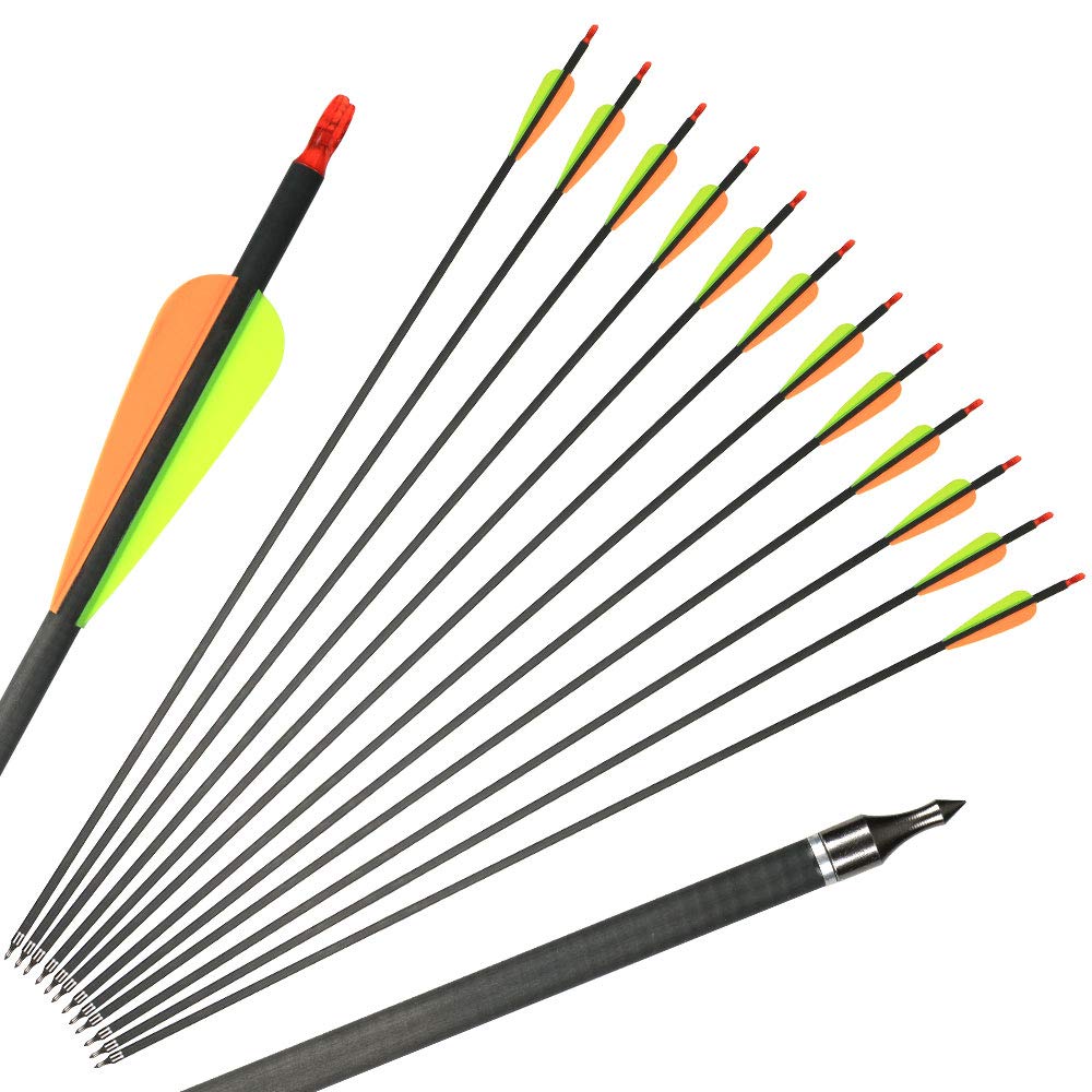 Huntingdoor 12Pcs Archery Carbon Arrows 31inch Spine 400 Hunting Target