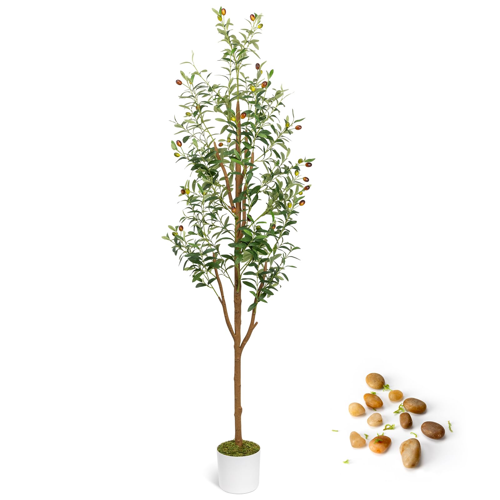 LuceAlberi 4FT Artificial Olive Tree - Indoor Tall Faux Olive Trees with Planter&Basket, Large Fake Olive Silk Tree Realistic Olive Plants with Branches and Fruits for Home Decor Office Living Room