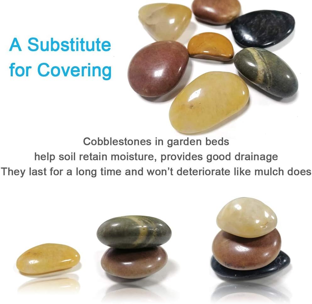 ZISHEN Polished Mixed Pebbles, Pebbles Polished Gravel, Natural Polished Mixed Color Stones, Small Decorative River Rock Stones (2 Pounds-(32-Oz)) : Garden & Outdoor