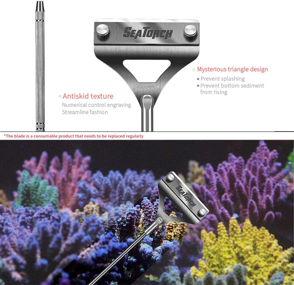 SMASOR Titanium Alloy Aquarium Scraper, 27.5" Aquarium Algae Scraper with 10 Blades，Five Lengths are Adjustable, Anti - Corrosion, Acid and Alkali Resistance : Pet Supplies