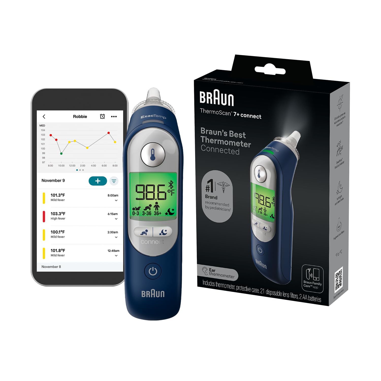 Braun ThermoScan 7+ IRT6525 Ear Thermometer – Age Precision, Night Mode, Digital, New